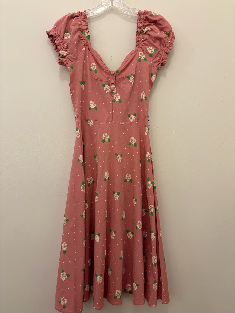 NWT Unique Vintage Rose Pink Floral 50s-inspired Fit & Flare Swing Dress Sz S